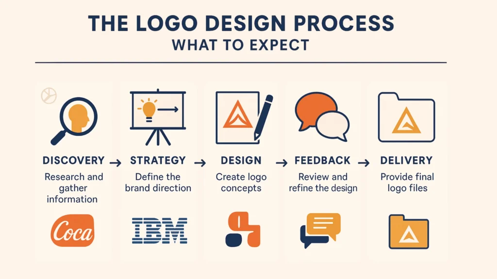 Flowchart illustrating the professional logo design