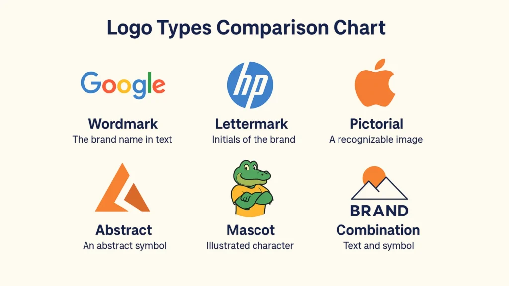 Visual comparison chart of different logo types