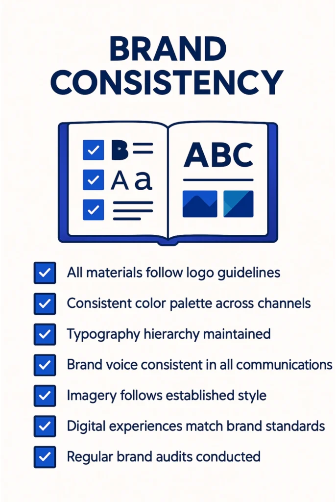 Brand consistency checklist for effective implementation of business branding guidelines across marketing materials